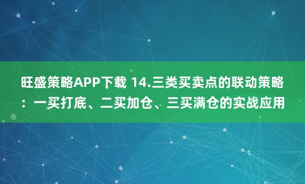 旺盛策略APP下载 14.三类买卖点的联动策略：一买打底、二买加仓、三买满仓的实战应用
