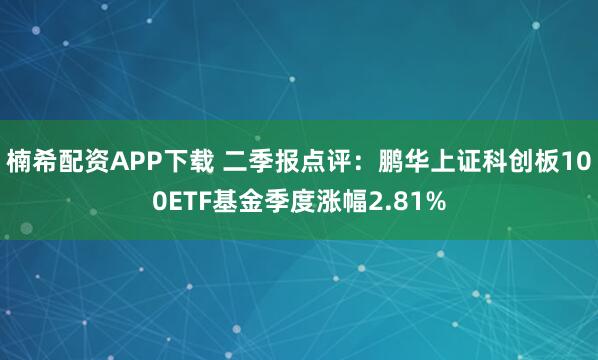 楠希配资APP下载 二季报点评：鹏华上证科创板100ETF基金季度涨幅2.81%