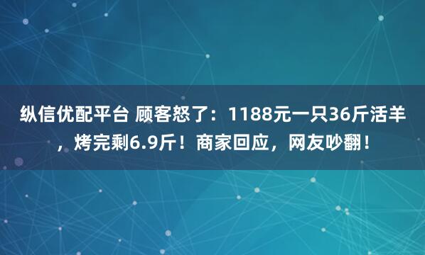 纵信优配平台 顾客怒了：1188元一只36斤活羊，烤完剩6.9斤！商家回应，网友吵翻！